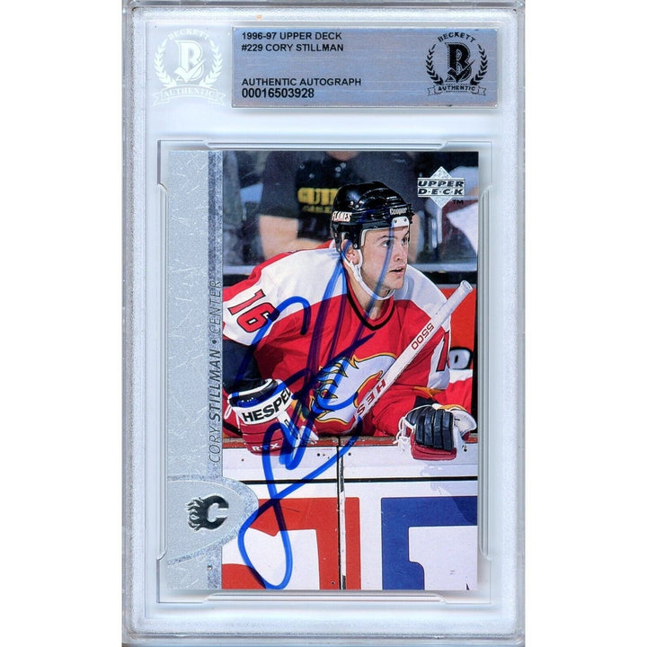 Cory Stillman Calgary Flames Signed 1996-97 Upper Deck Hockey Card BAS Auth Auto Slab