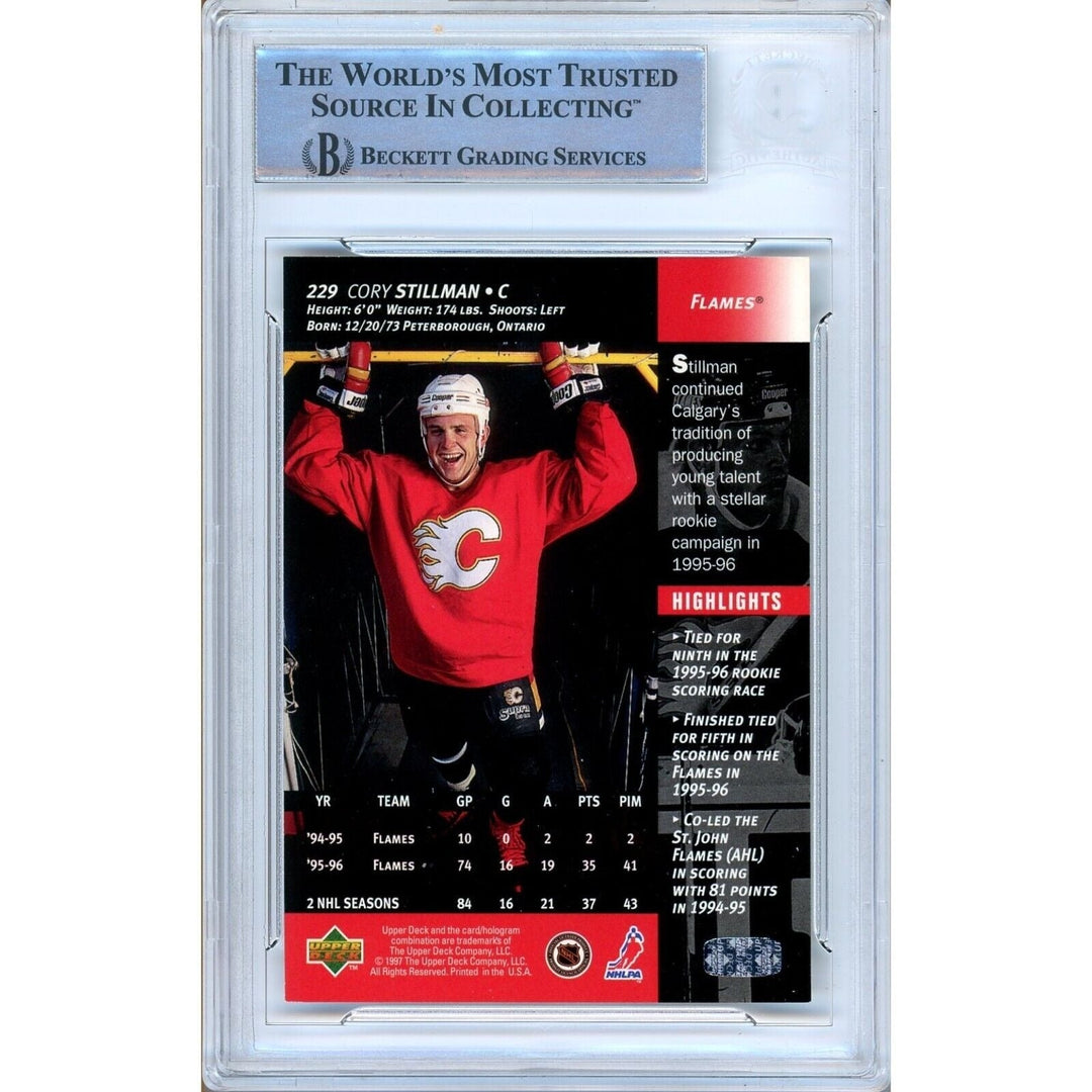 Cory Stillman Calgary Flames Signed 1996-97 Upper Deck Hockey Card BAS Auth Auto Slab