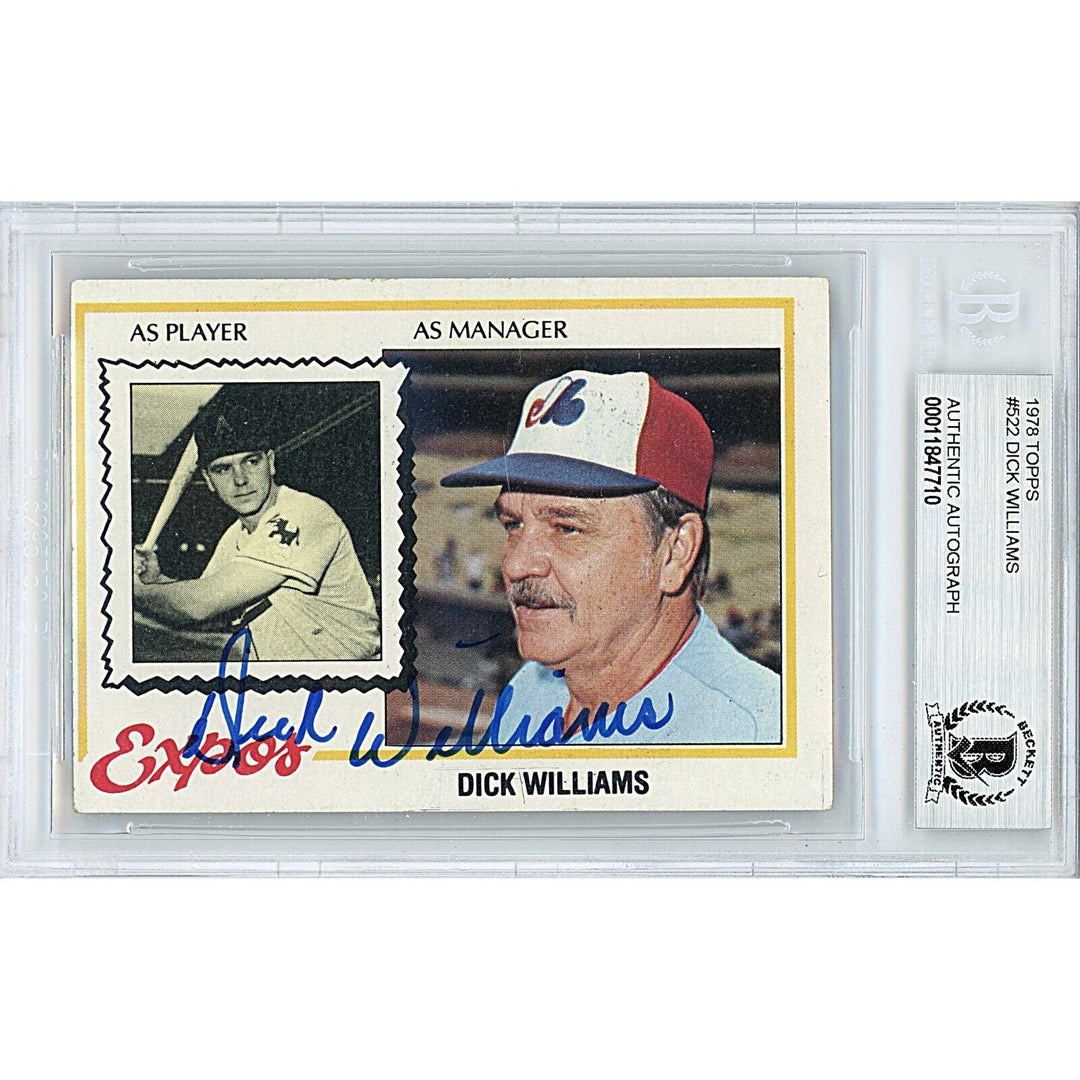 Dick Williams Montreal Expos Signed 1978 Topps Baseball Card Beckett Auth Auto Slab HOF