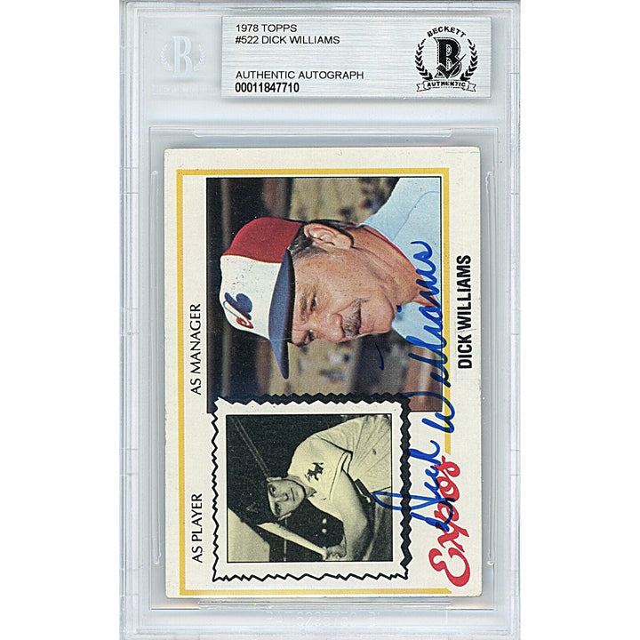 Dick Williams Montreal Expos Signed 1978 Topps Baseball Card Beckett Auth Auto Slab HOF