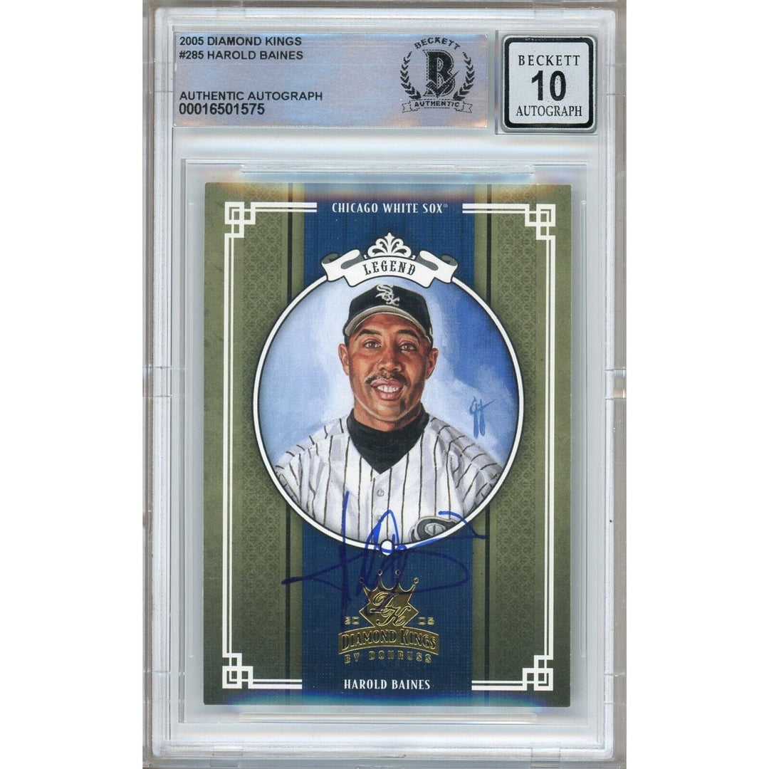 Harold Baines Chicago White Sox Signed 2005 Diamond Kings Card BGS Auto 10 Graded