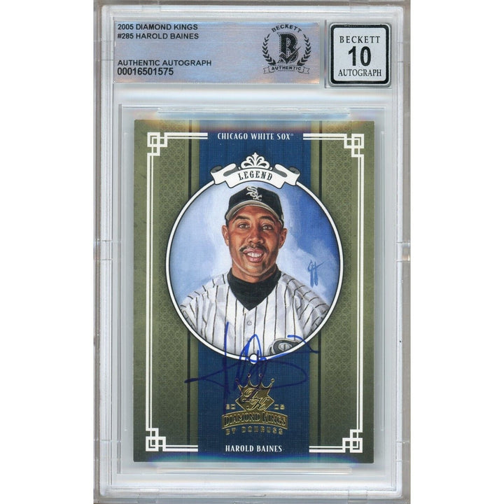Harold Baines Chicago White Sox Signed 2005 Diamond Kings Card BGS Auto 10 Graded