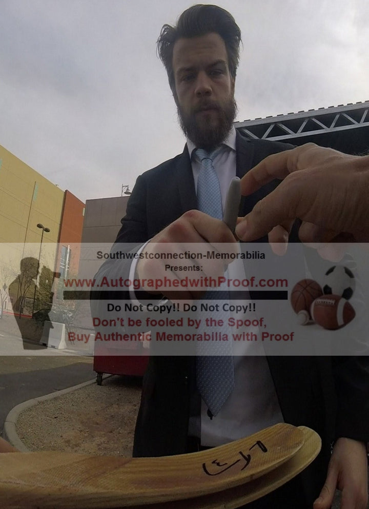 Oscar Fantenberg Autographed Calgary Flames Hockey Stick Blade Proof Photo Beckett S38299