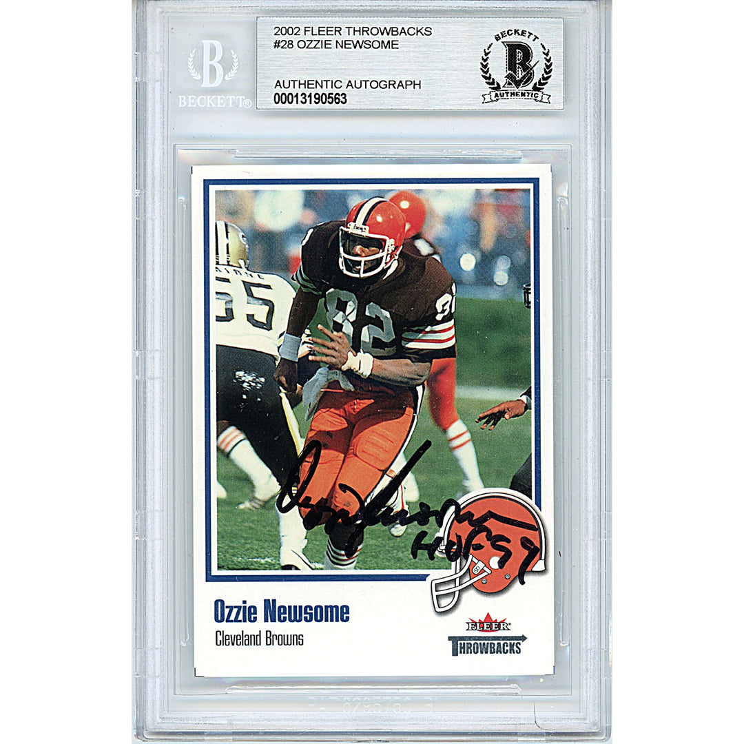 Ozzie Newsome Signed Cleveland Browns 2002 Fleer Throwbacks Football Card Beckett