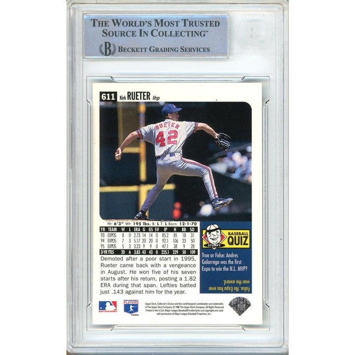 Kirk Rueter Montreal Expos Signed 1994 UD Collectors Choice Silver Card Beckett Auth Auto