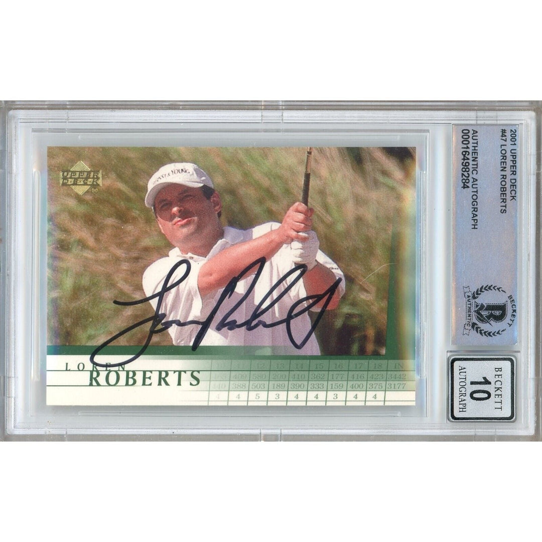 Loren Roberts Signed 2001 Upper Deck PGA Tour Golf Card BGS Auto-10 Graded Slab