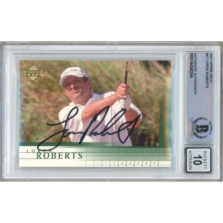 Loren Roberts Signed 2001 Upper Deck PGA Tour Golf Card BGS Auto-10 Graded Slab
