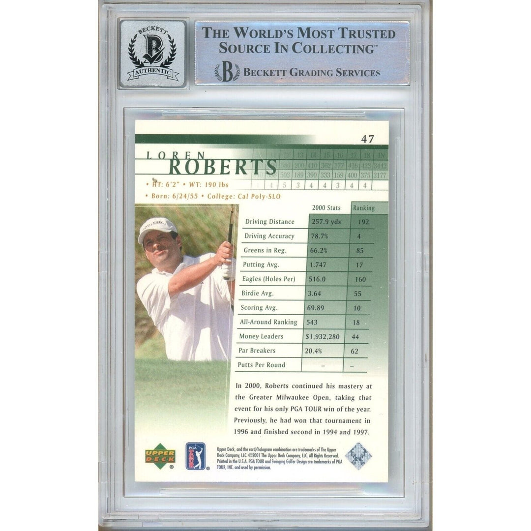 Loren Roberts Signed 2001 Upper Deck PGA Tour Golf Card BGS Auto-10 Graded Slab
