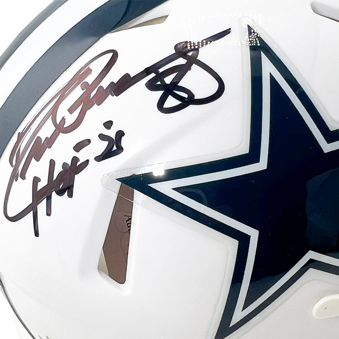 Drew Pearson Signed HOF 21 Inscription Dallas Cowboys Alt 2022 Speed Mini Football Helmet (JSA)
