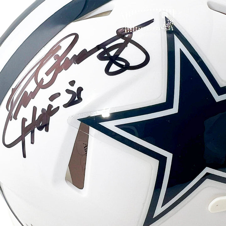Drew Pearson Signed HOF 21 Inscription Dallas Cowboys Alt 2022 Speed Mini Football Helmet (JSA)