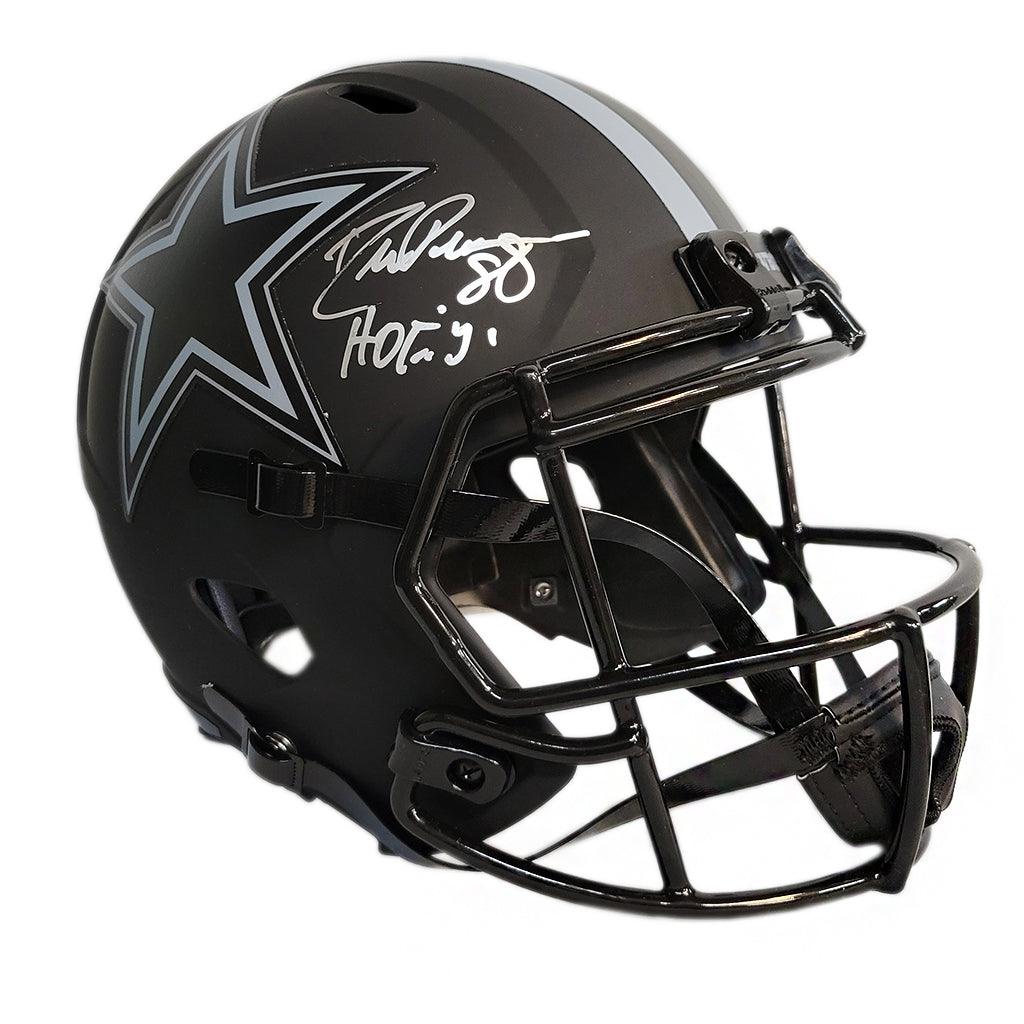 Drew Pearson Signed HOF 21 Inscription Dallas Cowboys Eclipse Speed Full-Size Replica Football Helmet (JSA)