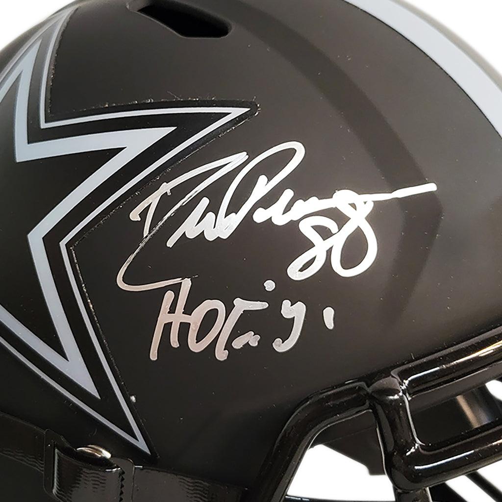 Drew Pearson Signed HOF 21 Inscription Dallas Cowboys Eclipse Speed Full-Size Replica Football Helmet (JSA)