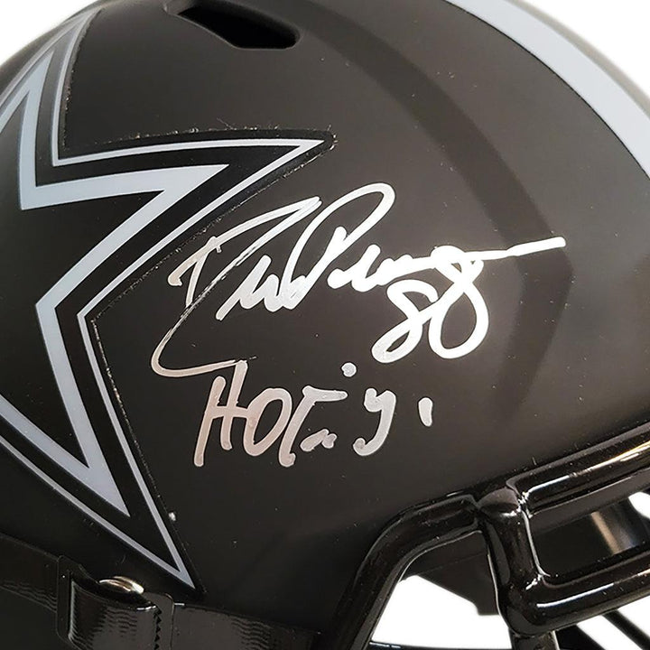 Drew Pearson Signed HOF 21 Inscription Dallas Cowboys Eclipse Speed Full-Size Replica Football Helmet (JSA)