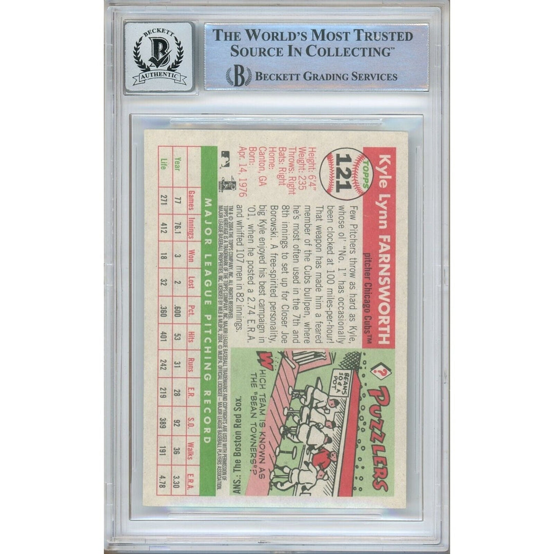 Kyle Farnsworth Chicago Cubs Signed 2004 Topps Heritage Card BGS Auto 10 Graded Slab