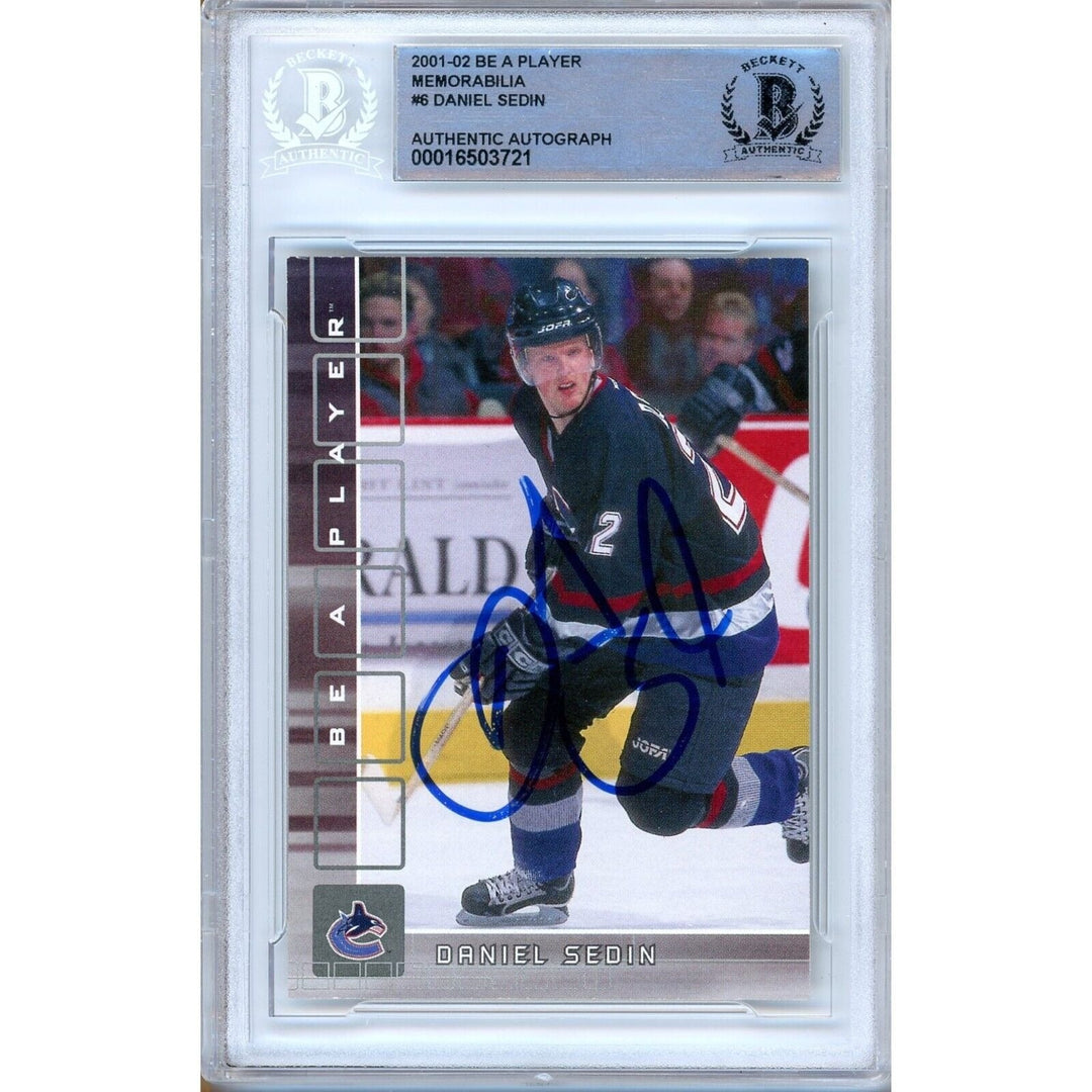 Daniel Sedin Vancouver Canucks Signed 2001 BAP Memorabilia Card Beckett Auth Auto Slab