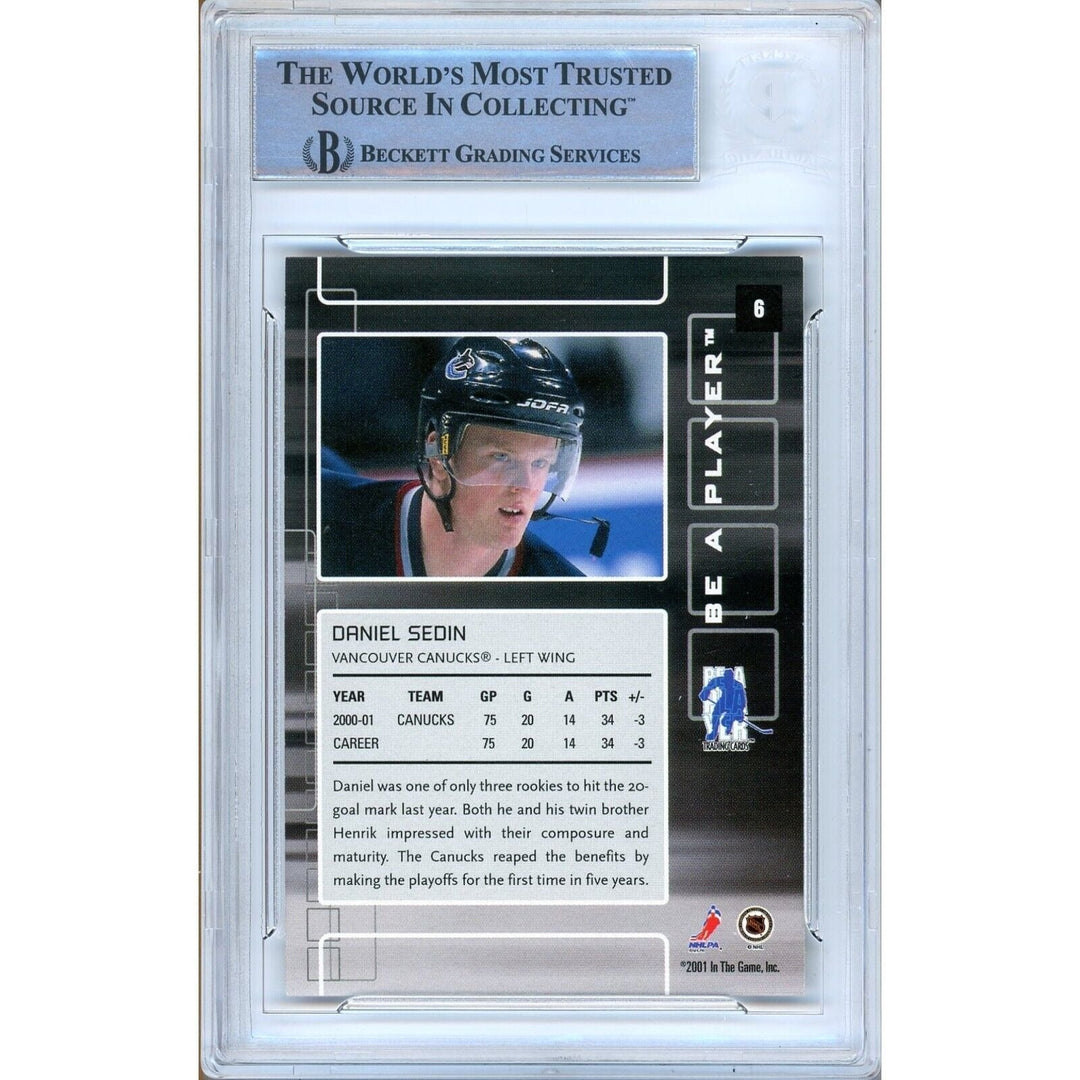 Daniel Sedin Vancouver Canucks Signed 2001 BAP Memorabilia Card Beckett Auth Auto Slab