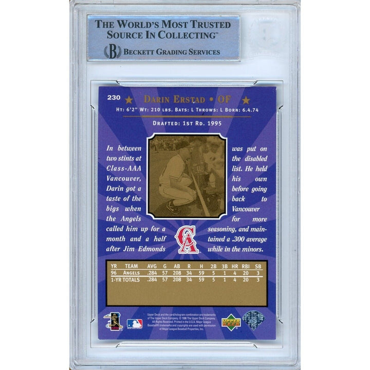 Darin Erstad LA Angels Signed 1997 Upper Deck Baseball Card Beckett Auth Auto Slab RC