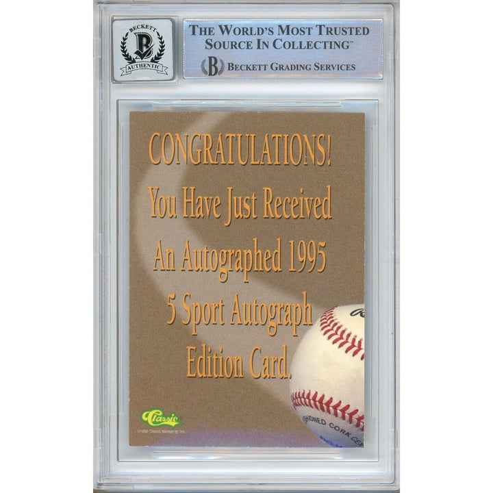 Pokey Reese Boston Red Sox Signed 1995 Classic 5-Sport Rookie Card BGS Auto 10 Graded