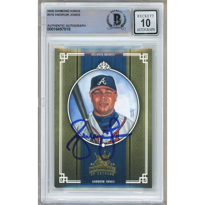 Andruw Jones Atlanta Braves Signed 2005 Diamond Kings Card BGS Auto 10 Graded Slab