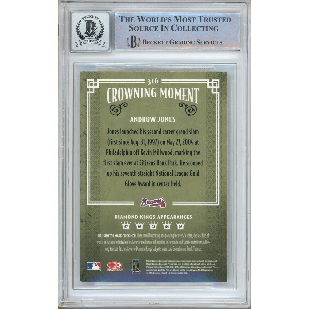 Andruw Jones Atlanta Braves Signed 2005 Diamond Kings Card BGS Auto 10 Graded Slab
