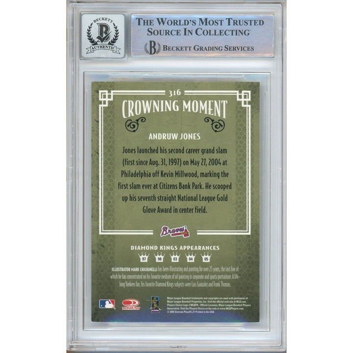 Andruw Jones Atlanta Braves Signed 2005 Diamond Kings Card BGS Auto 10 Graded Slab