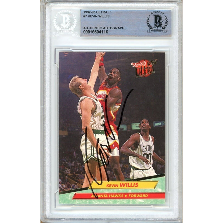 Kevin Willis Atlanta Hawks Signed 1992-93 Fleer Ultra Basketball Card BAS Auth Auto Slab
