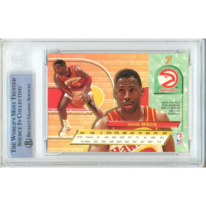 Kevin Willis Atlanta Hawks Signed 1992-93 Fleer Ultra Basketball Card BAS Auth Auto Slab