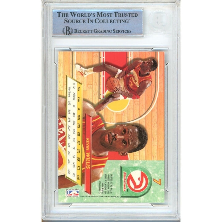Kevin Willis Atlanta Hawks Signed 1992-93 Fleer Ultra Basketball Card BAS Auth Auto Slab