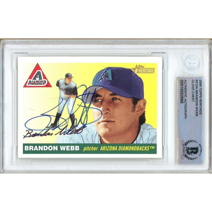 Brandon Webb AZ Diamondbacks Signed 2004 Topps Heritage Card Beckett Auth Auto Slab