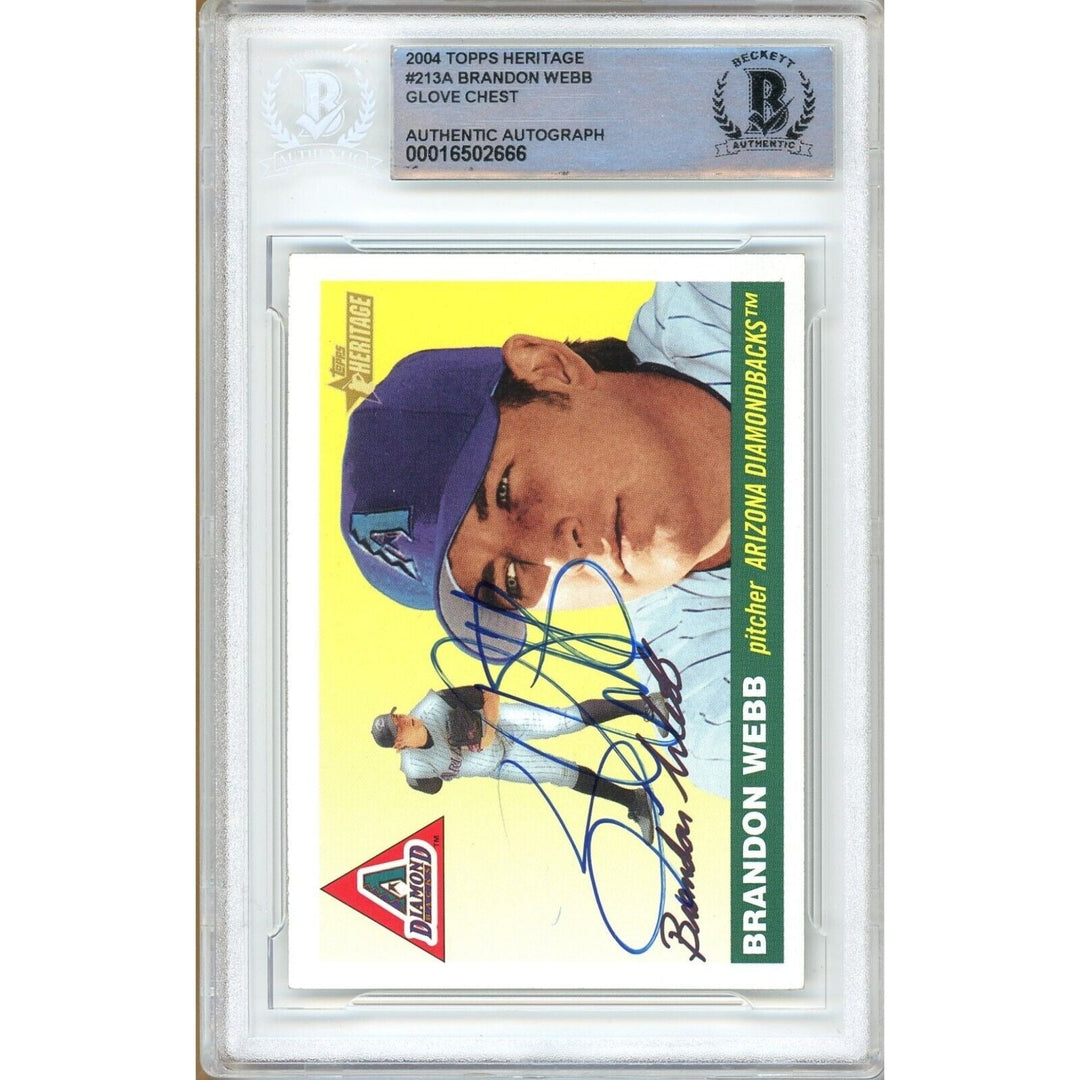 Brandon Webb AZ Diamondbacks Signed 2004 Topps Heritage Card Beckett Auth Auto Slab