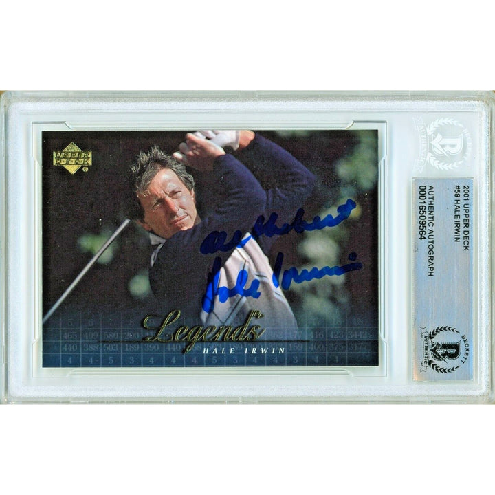 Hale Irwin Signed 2001 Upper Deck Legends PGA Tour Golf Card Beckett Authentic Auto Slab
