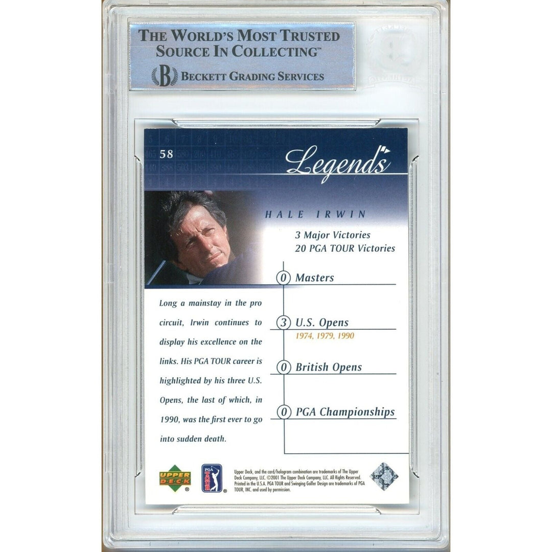 Hale Irwin Signed 2001 Upper Deck Legends PGA Tour Golf Card Beckett Authentic Auto Slab