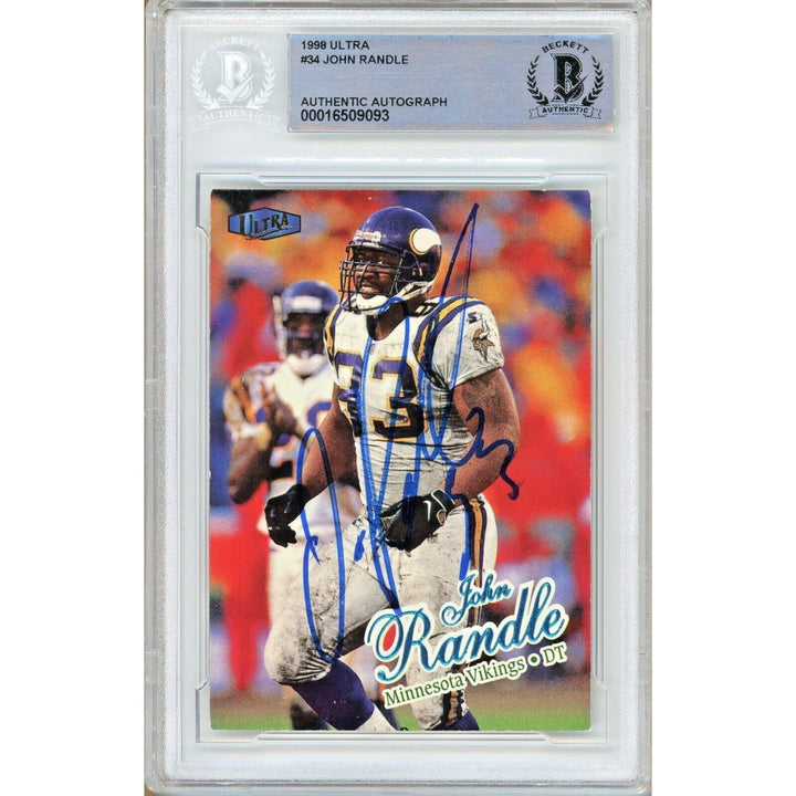 John Randle Minnesota Vikings Signed 1998 Fleer Ultra Football Card Beckett Auth Auto Slab