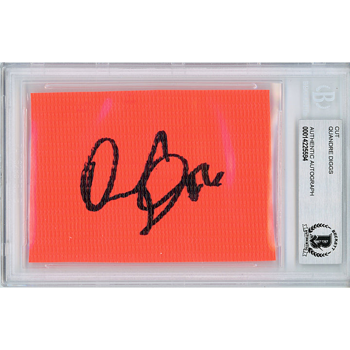 Quandre Diggs Signed Football Pylon Piece Seahawks Lions Sig Cut Beckett Authentic Slab