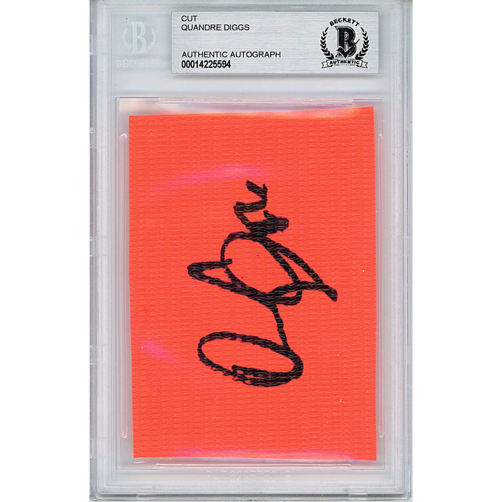 Quandre Diggs Signed Football Pylon Piece Seahawks Lions Sig Cut Beckett Authentic Slab
