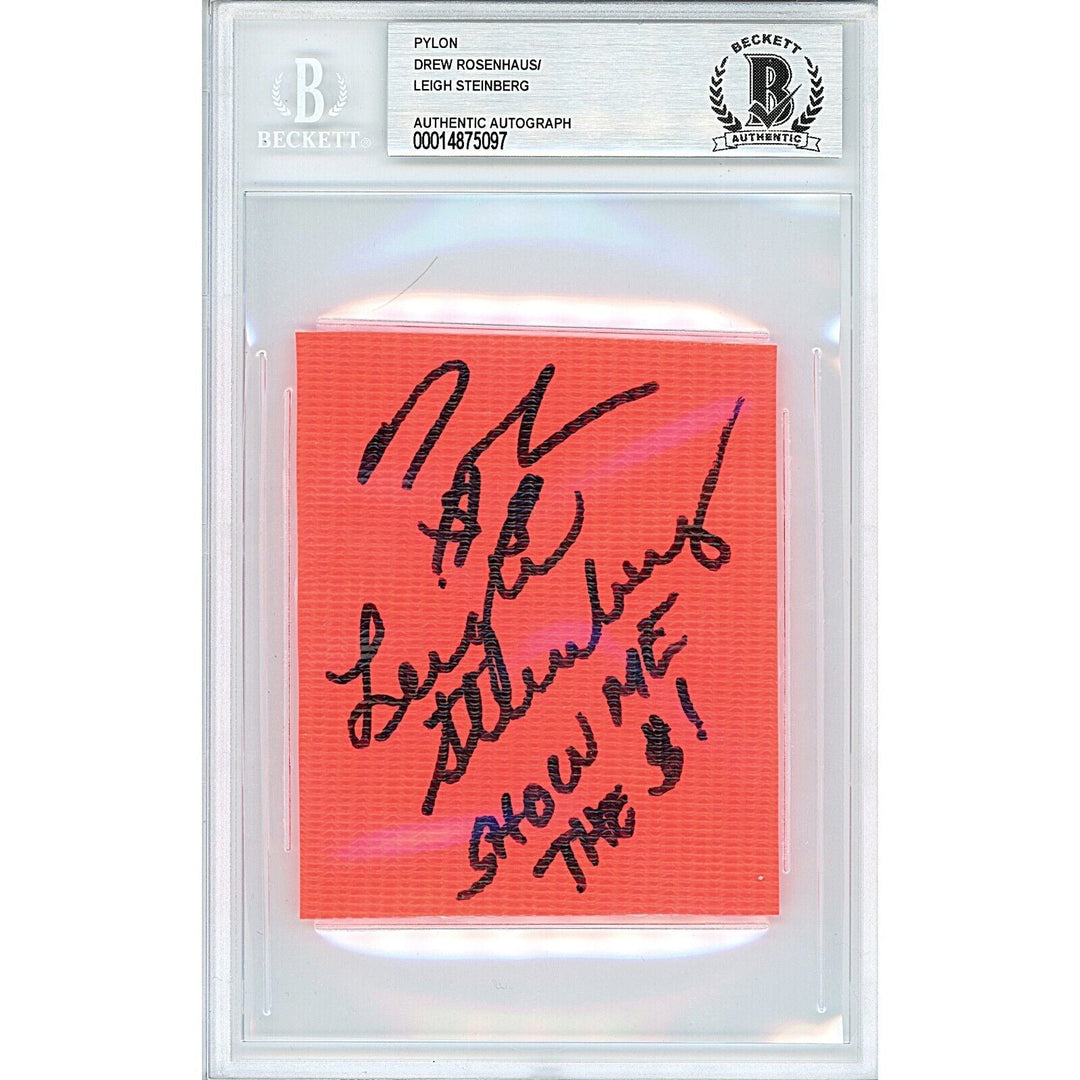 Drew Rosenhaus and Leigh Steinberg Signed Football Pylon Cut Beckett Authentic Auto Slab