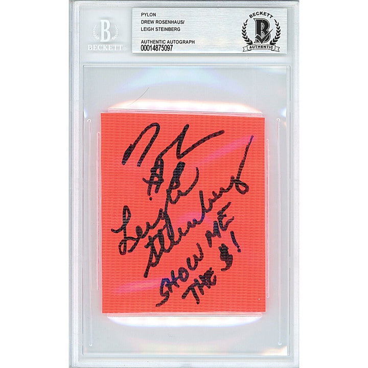 Drew Rosenhaus and Leigh Steinberg Signed Football Pylon Cut Beckett Authentic Auto Slab