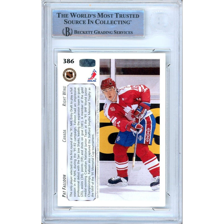 Pat Falloon San Jose Sharks Signed 1992-93 Upper Deck NHL Hockey Card BAS Auth Auto