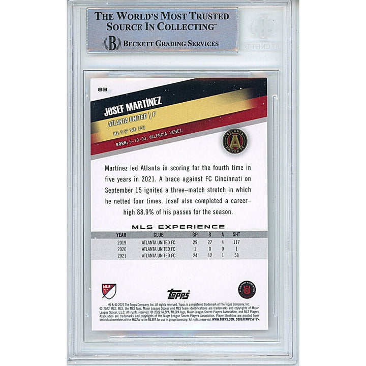 Josef Martinez Atlanta United FC Signed 2022 Topps MLS Soccer Card BAS Auth Auto Slab
