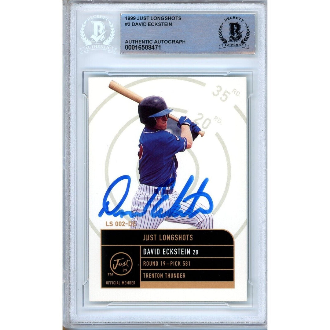 David Eckstein LA Angels Signed 1999 Just Longshots Card Beckett Authentic Auto Slab RC
