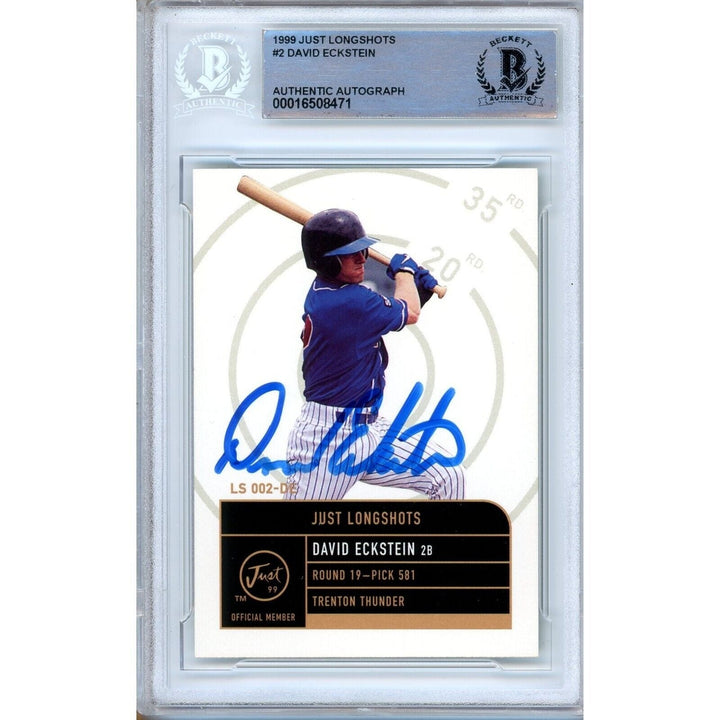 David Eckstein LA Angels Signed 1999 Just Longshots Card Beckett Authentic Auto Slab RC