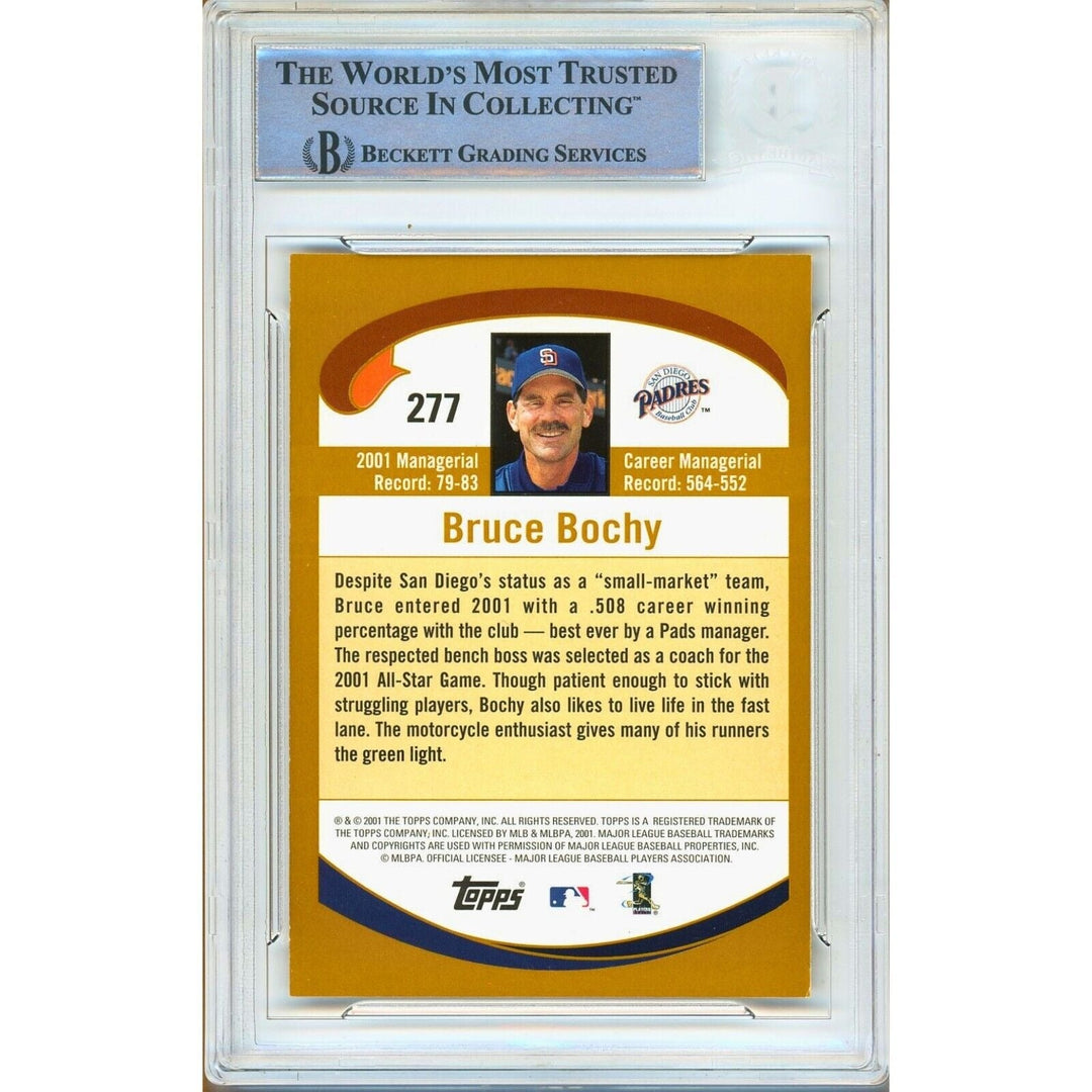 Bruce Bochy San Diego Padres Signed 2002 Topps Baseball Card BAS Auth Auto Slab