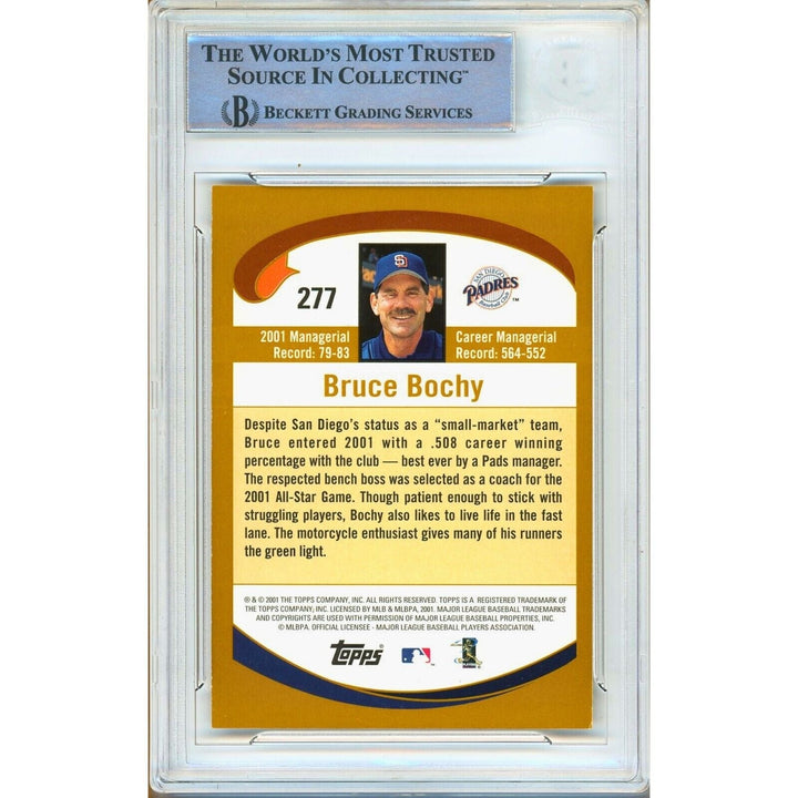 Bruce Bochy San Diego Padres Signed 2002 Topps Baseball Card BAS Auth Auto Slab