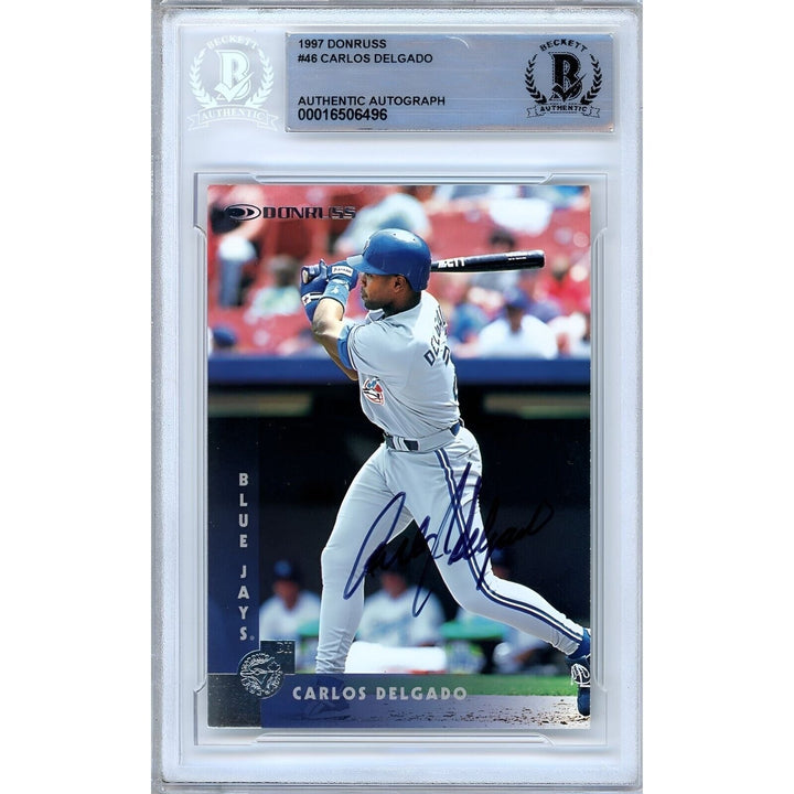 Carlos Delgado Toronto Blue Jays Signed 1997 Donruss Baseball Card BAS Auth Auto Slab