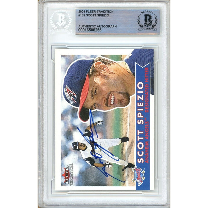 Baseballs- Autographed- Scott Speizio Anaheim Angels Signed 2001 Fleer Tradition Trading Card Beckett Authentic Auto Slab Front
