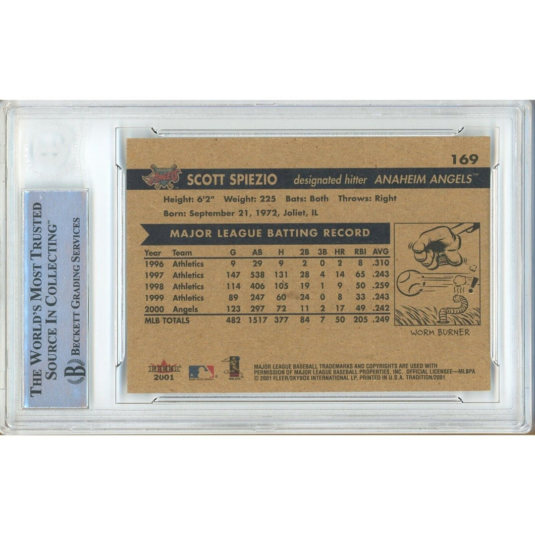Baseballs- Autographed- Scott Speizio Los Angeles Angels Signed 2001 Fleer Tradition Trading Card Beckett Authentic Auto Slab Back