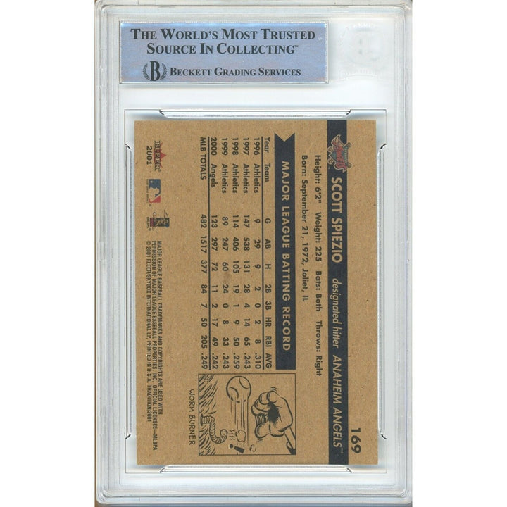 Baseballs- Autographed- Scott Speizio Anaheim Angels Signed 2001 Fleer Tradition Trading Card Beckett Authentic Auto Slab Back