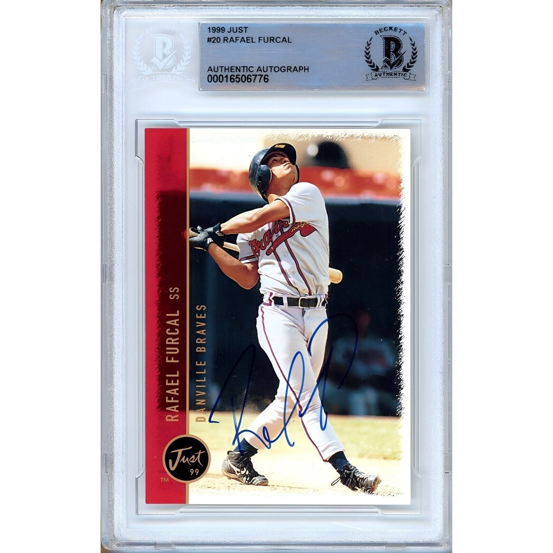 Rafael Furcal Atlanta Braves Signed 1999 Just Baseball Card Beckett Authentic Auto Slab