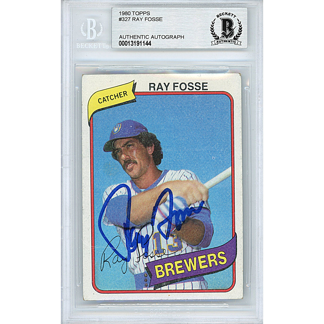 Ray Fosse Signed Milwaukee Brewers 1980 Topps Baseball Card Beckett Authentic Auto Slab