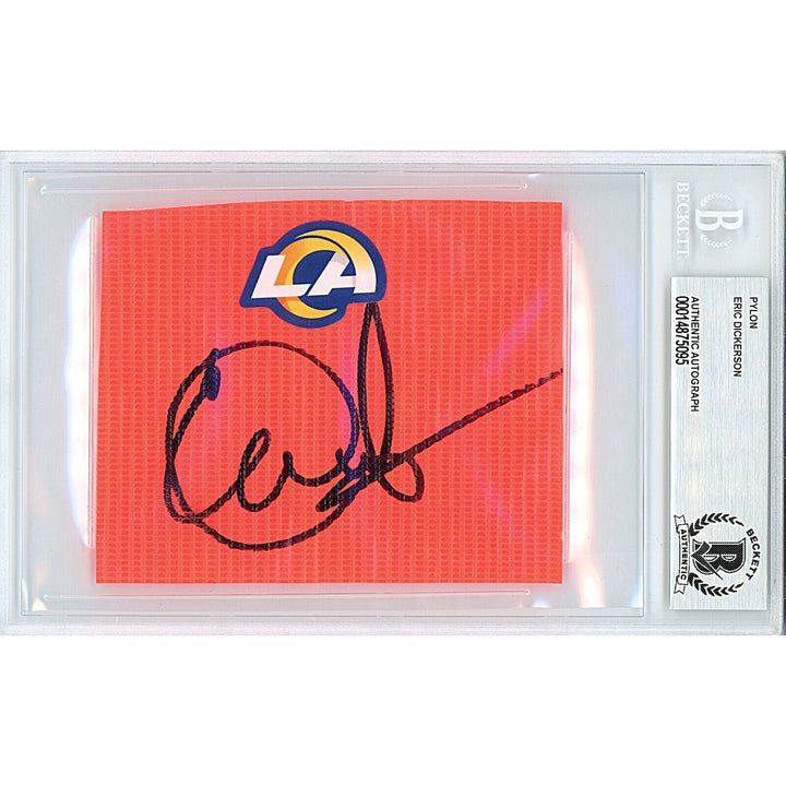 Eric Dickerson Los Angeles Rams Signed Football Pylon Cut Beckett Authentic Auto Slab LA